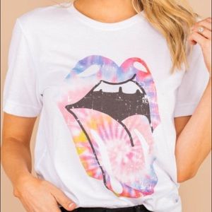 Rock Star Tie Dye Graphic Tee White Medium